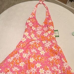 Lilly Pulitzer Willa Halter Dress in Pink, Orange, and White NWT  size 6